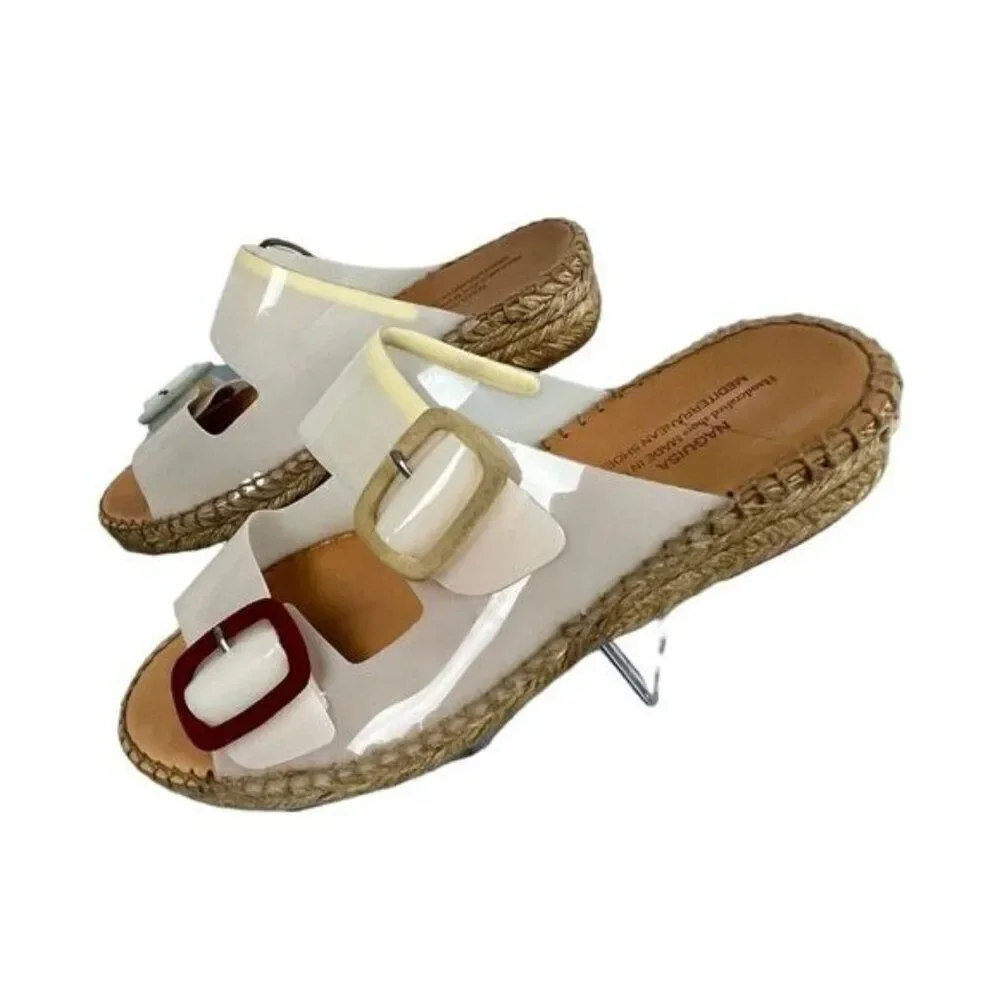 NAGUISA WOMENS TWO STRAP SANDALS WHITE SIZE 37 OR 6
